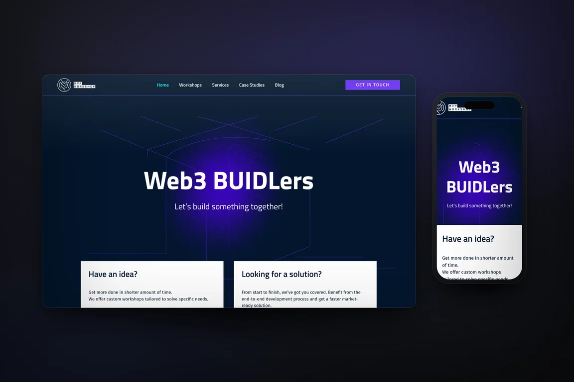 MVP Workshop - desktop and mobile screens